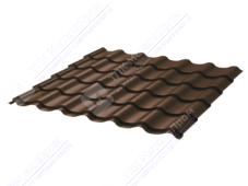 Металлочерепица МЧ2 Монтеррей Ретро 0,45 матовый ПЭ RAL8017 шоколад